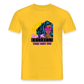 Mind the ₿factories - Men's T-Shirt - yellow - Front - AI Model Male 178 dark (178cm)
