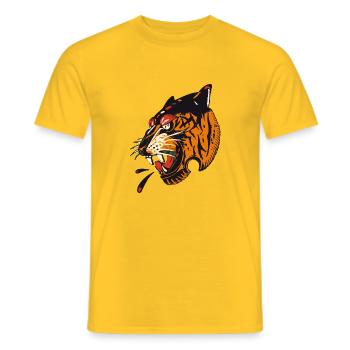Tigerkopf Old School Tattoo Stil - Männer T-Shirt - Gelb - Vorne - AI Model Male 178 dark (178cm)