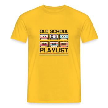 Old School Playlist Cassette Cassette Musique Rétro années 80 - T-shirt homme - jaune - Devant - AI Model Male 178 dark (178cm)