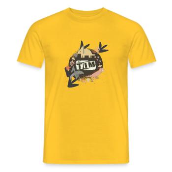 TIM - Beau nom de garçon avec de mignons dinosaures - T-shirt homme - jaune - Devant - AI Model Male 178 dark (178cm)