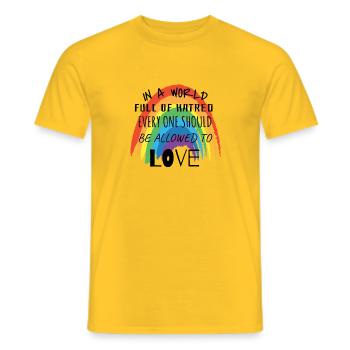 World Everyone should be allowed to love - Men's T-Shirt - yellow - Front - AI Model Male 178 dark (178cm)