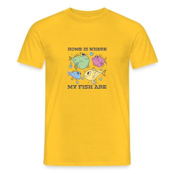 Aquarium Fische Fischzüchter Fische Prachtguppy - Männer T-Shirt - Gelb - Vorne - AI Model Male 178 dark (178cm)