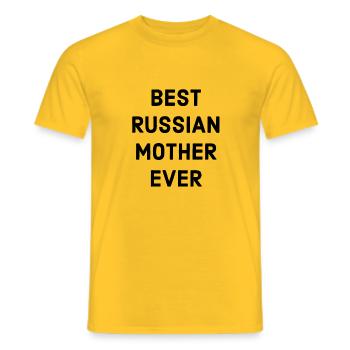 Russische Mutter Spruch - Männer T-Shirt - Gelb - Vorne - AI Model Male 178 dark (178cm)