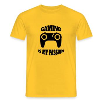 Gambler Gift Saying Gamer Funny Gaming Games - Men's T-Shirt - yellow - Front - AI Model Male 178 dark (178cm)