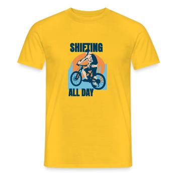 Bike shifting - Men's T-Shirt - yellow - Front - AI Model Male 178 dark (178cm)