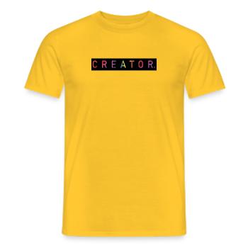 T-Shirt mit dem Aufdruck "Creator" Schwarz Bunt - Männer T-Shirt - Gelb - Vorne - AI Model Male 178 dark (178cm)