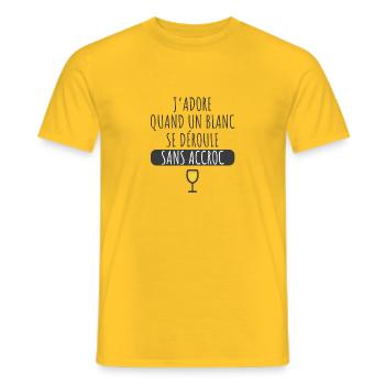 j adore quand un blanc se déroule sans accroc - T-shirt homme - jaune - Devant - AI Model Male 178 dark (178cm)