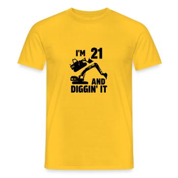 I'm 21 and Diggin' It - Men's T-Shirt - yellow - Front - AI Model Male 178 dark (178cm)