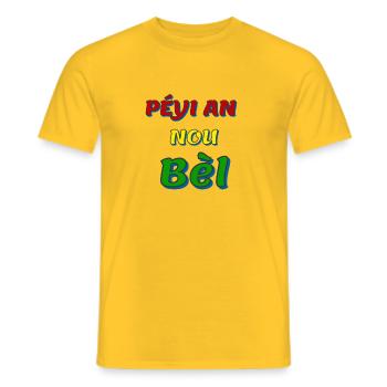 péyi an nou bèl - T-shirt homme - jaune - Devant - AI Model Male 178 dark (178cm)