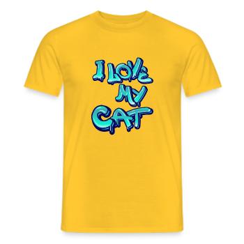 I love my cat - Men's T-Shirt - yellow - Front - AI Model Male 178 dark (178cm)
