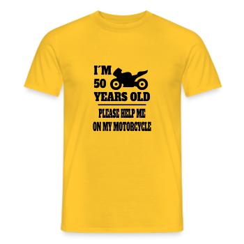 Motocross 50 ans Moto 50e anniversaire Grand-père - T-shirt homme - jaune - Devant - AI Model Male 178 dark (178cm)