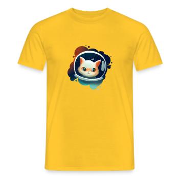 Cute Cat in Space - Men's T-Shirt - yellow - Front - AI Model Male 178 dark (178cm)
