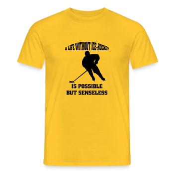 Hockey sur glace Équipe de hockey sur glace Cadeau de sports d’hiver - T-shirt homme - jaune - Devant - AI Model Male 178 dark (178cm)