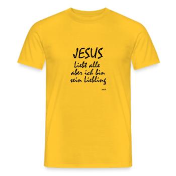 Jesus liebt alle, aber ich bin sein Liebling - Männer T-Shirt - Gelb - Vorne - AI Model Male 178 dark (178cm)