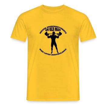 Fitness Athlete Strength Training Muscle Bodybuilder - Men's T-Shirt - yellow - Front - AI Model Male 178 dark (178cm)