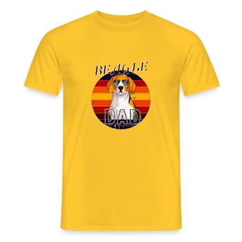Beagle Dad Retro Dog Lover Dad Ever Beagle Father - Men's T-Shirt - yellow - Front - AI Model Male 178 dark (178cm)