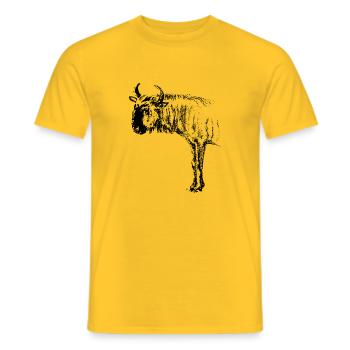 black ink blue wildebeest - Men's T-Shirt - yellow - Front - AI Model Male 178 dark (178cm)