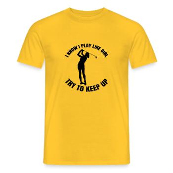 Golfeur Golf Filles Balle de golf Clubs de golf - T-shirt homme - jaune - Devant - AI Model Male 178 dark (178cm)