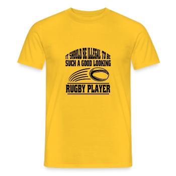 Rugby équipe de rugby cadeau entraîneur de rugby joueur de rugby - T-shirt homme - jaune - Devant - AI Model Male 178 dark (178cm)