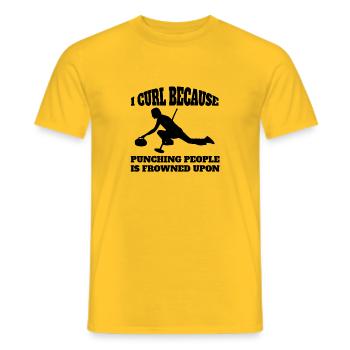 Curling Team Curling Player Curling Club - Men's T-Shirt - yellow - Front - AI Model Male 178 dark (178cm)
