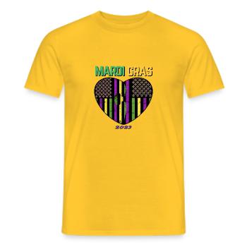 Love Mardi Gras 2023 Celebration - Men's T-Shirt - yellow - Front - AI Model Male 178 dark (178cm)