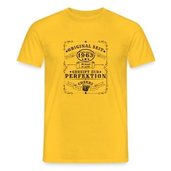 September 1963: 60 Jahre, Whisyk, Rum, Gin - Männer T-Shirt - Gelb - Vorne - AI Model Male 178 dark (178cm)