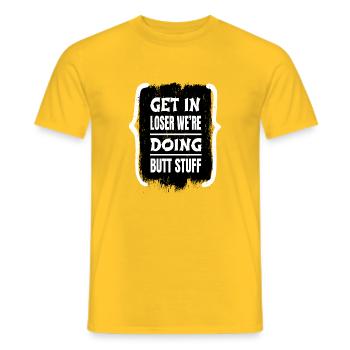 Female Heart Alien Pun Rainbow Spaceship LGBTQ - T-shirt homme - jaune - Devant - AI Model Male 178 dark (178cm)