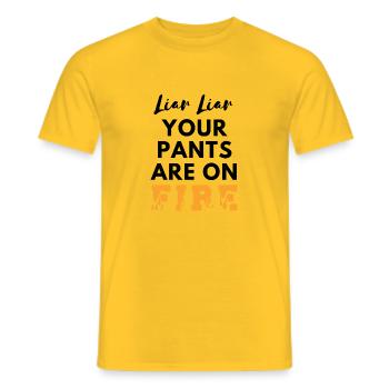 Liar Your Pants are on Fire - Men's T-Shirt - yellow - Front - AI Model Male 178 dark (178cm)
