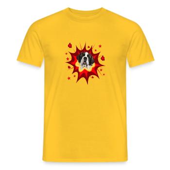 Comic Dog Design - Pow - St. Bernard - Men's T-Shirt - yellow - Front - AI Model Male 178 dark (178cm)