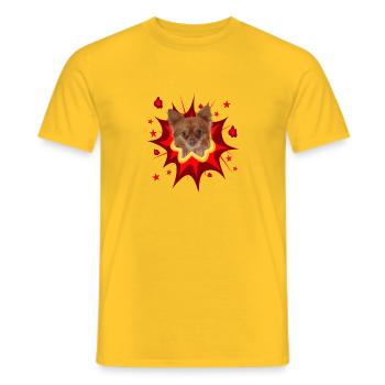 Conception de chien comique - Pow - Chihuahua - T-shirt homme - jaune - Devant - AI Model Male 178 dark (178cm)