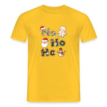 HO HO HO Weihnachts Design - Männer T-Shirt - Gelb - Vorne - AI Model Male 178 dark (178cm)