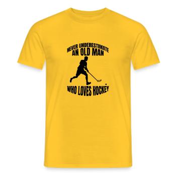 Hockey sur gazon Cadeau Joueur de hockey sur sol - T-shirt homme - jaune - Devant - AI Model Male 178 dark (178cm)