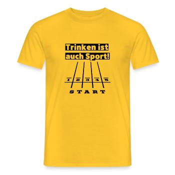 Trinken ist auch Sport! Party, Mallorca, JGA! - Männer T-Shirt - Gelb - Vorne - AI Model Male 178 dark (178cm)