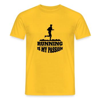 jogger run cardio workout run fit jogging - Men's T-Shirt - yellow - Front - AI Model Male 178 dark (178cm)
