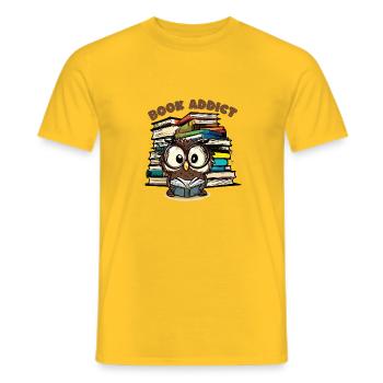 Eule liest Bücher - Book Addict - Männer T-Shirt - Gelb - Vorne - AI Model Male 178 dark (178cm)