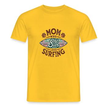 Maman qui aime surfer - T-shirt homme - jaune - Devant - AI Model Male 178 dark (178cm)