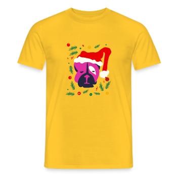 Chien de Noël - Joyeux Noël - Joyeux chien - T-shirt homme - jaune - Devant - AI Model Male 178 dark (178cm)