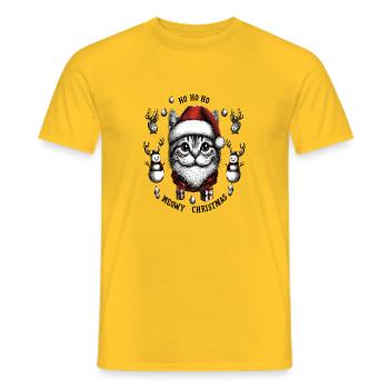 Katze als Weihnachtsmann, Miauy Christmas - Männer T-Shirt - Gelb - Vorne - AI Model Male 178 dark (178cm)