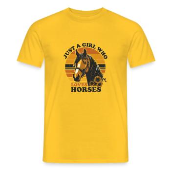 Cadeau d’amant de cheval juste une fille qui aime les chevaux - T-shirt homme - jaune - Devant - AI Model Male 178 dark (178cm)
