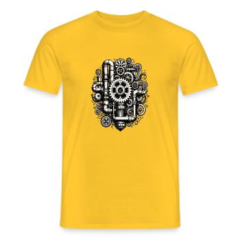 Design steampunk avec engrenages et tuyaux - T-shirt homme - jaune - Devant - AI Model Male 178 dark (178cm)