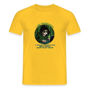 Je suis programmeur, vert, programmateur chat - T-shirt homme - jaune - Devant - AI Model Male 178 dark (178cm)