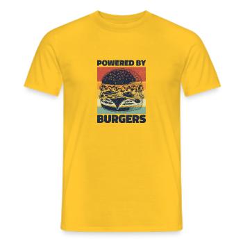 Powered by Burgers - Geschenk für Burgerliebhaber - Männer T-Shirt - Gelb - Vorne - AI Model Male 178 dark (178cm)