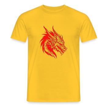 Fantasy Dragon Anime Dragon Head Mythical reptile - Men's T-Shirt - yellow - Front - AI Model Male 178 dark (178cm)