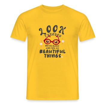 brilliant glasses positive - Men's T-Shirt - yellow - Front - AI Model Male 178 dark (178cm)