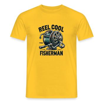 Bobine Vintage Cool pêcheur nostalgique Tee de pêche - T-shirt homme - jaune - Devant - AI Model Male 178 dark (178cm)