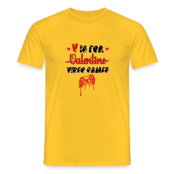 Gamer Valentine - Love & Play Controller Herz-T-Shirt - Männer T-Shirt - Gelb - Vorne - AI Model Male 178 dark (178cm)