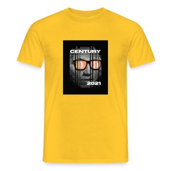 Bitcoin-Century – Das Tesla Movement - Männer T-Shirt - Gelb - Vorne - AI Model Male 178 dark (178cm)