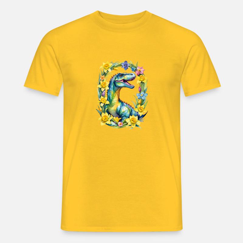 Trex Dinosaur Spring - Men's T-Shirt - yellow