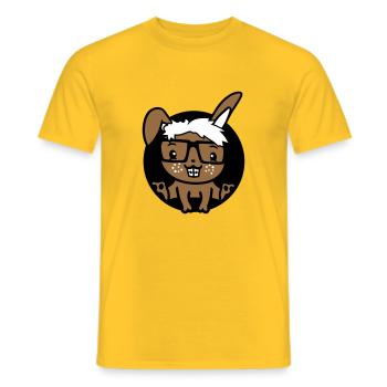 Bunny Nerd Geek Horn-Rimmed Glasses Hole Freak Intelligent - Men's T-Shirt - yellow - Front - AI Model Male 178 dark (178cm)