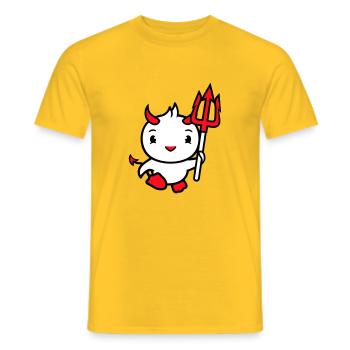 oiseau diable cornes satan trident enfer mal cool - T-shirt homme - jaune - Devant - AI Model Male 178 dark (178cm)
